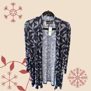 Lane Bryant Navy and White Leaf Cardigan